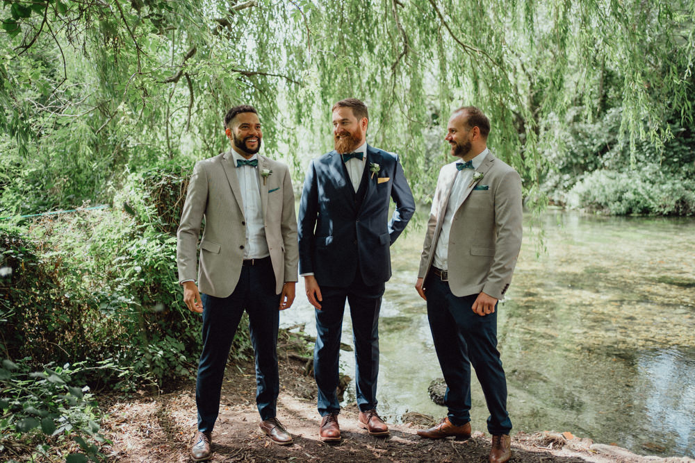 Groom Groomsmen Suits Mismatched Jackets Countryside Barn Wedding Emily & Steve Photography