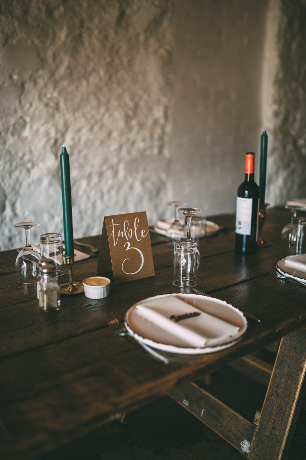 Brown Paper Table Number Calligraphy Dalduff Farm Wedding Northern Aye Photography