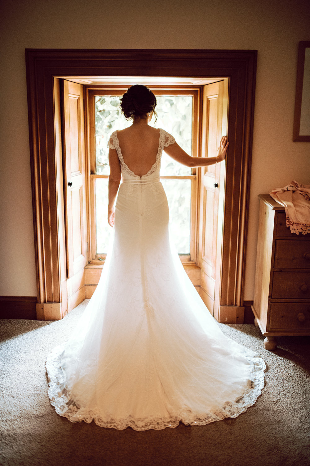 Dress Gown Bride Bridal Train Lusan Mandongus Lace Dalduff Farm Wedding Northern Aye Photography