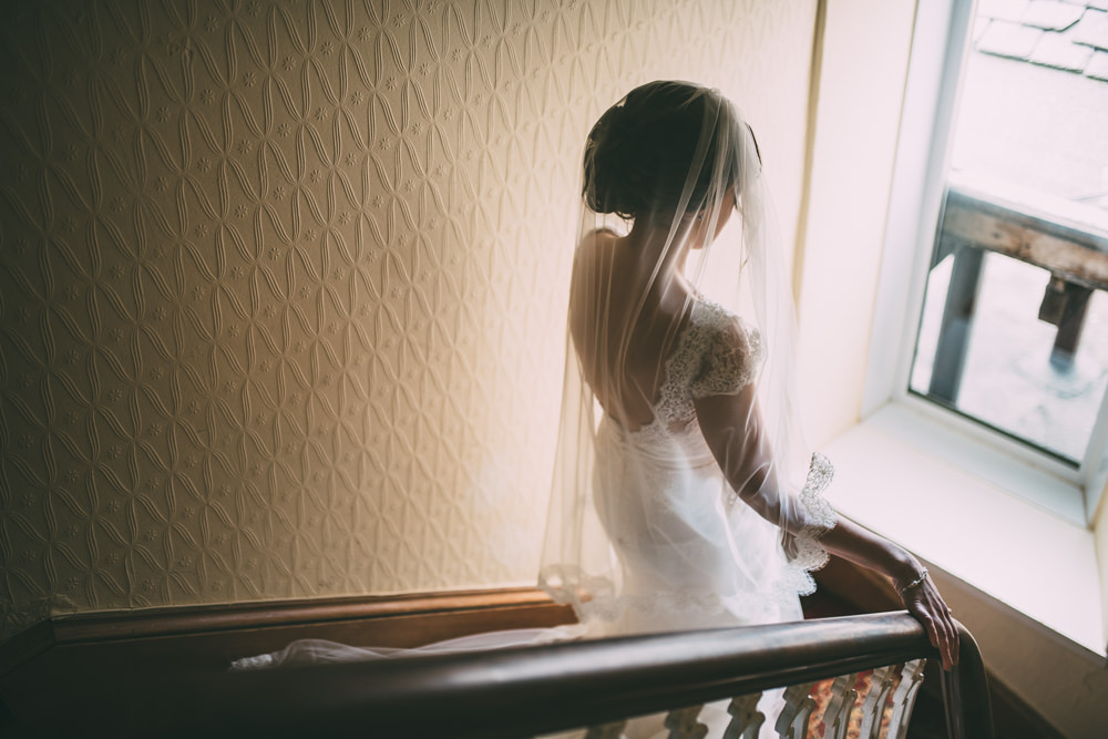 Bride Bridal Veil Dalduff Farm Wedding Northern Aye Photography