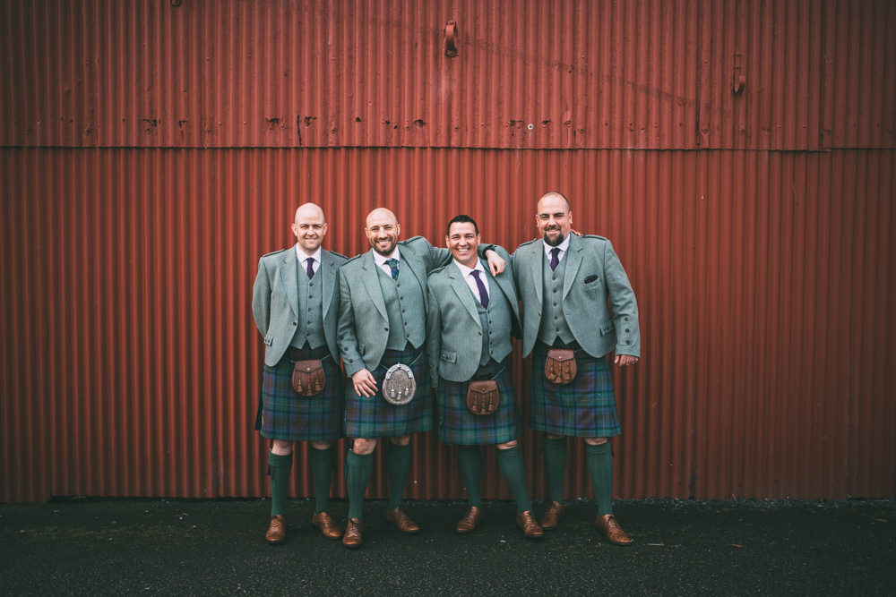 Groom Groomsmen Kilt Dalduff Farm Wedding Northern Aye Photography
