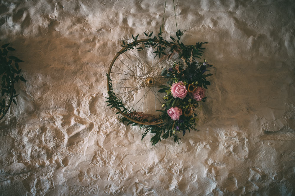 Floral Wreath Hoop Decor Dalduff Farm Wedding Northern Aye Photography