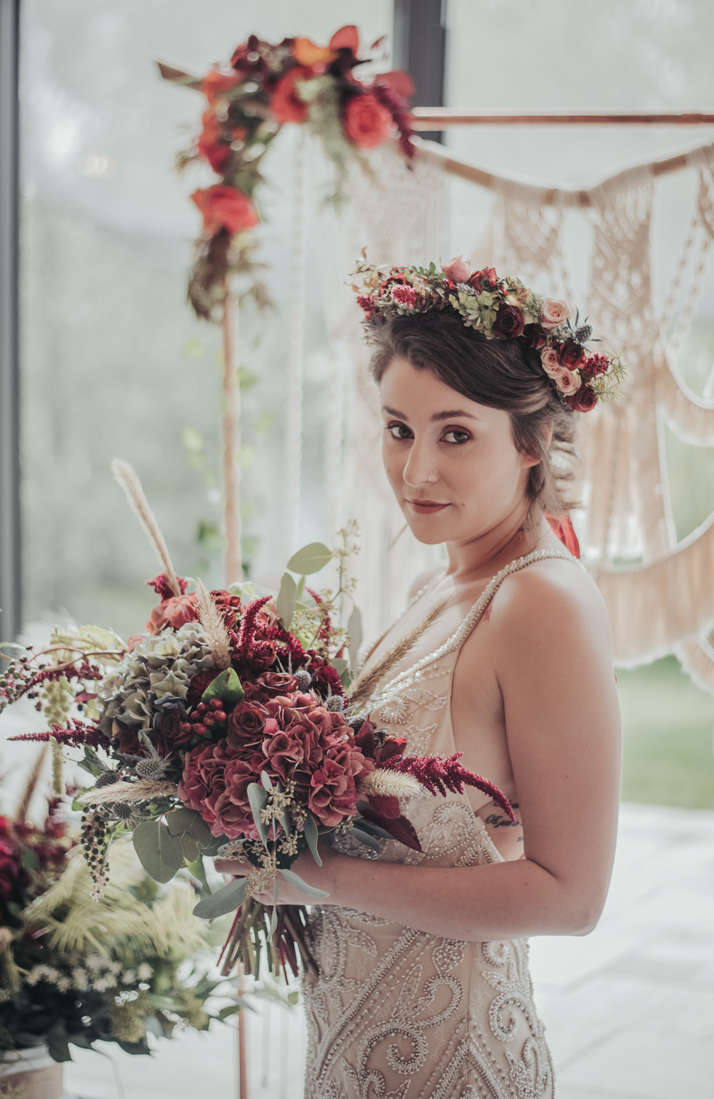 Bride Bridal Flower Crown Eco Friendly Wedding Inspiration Sarah Jayne Photography