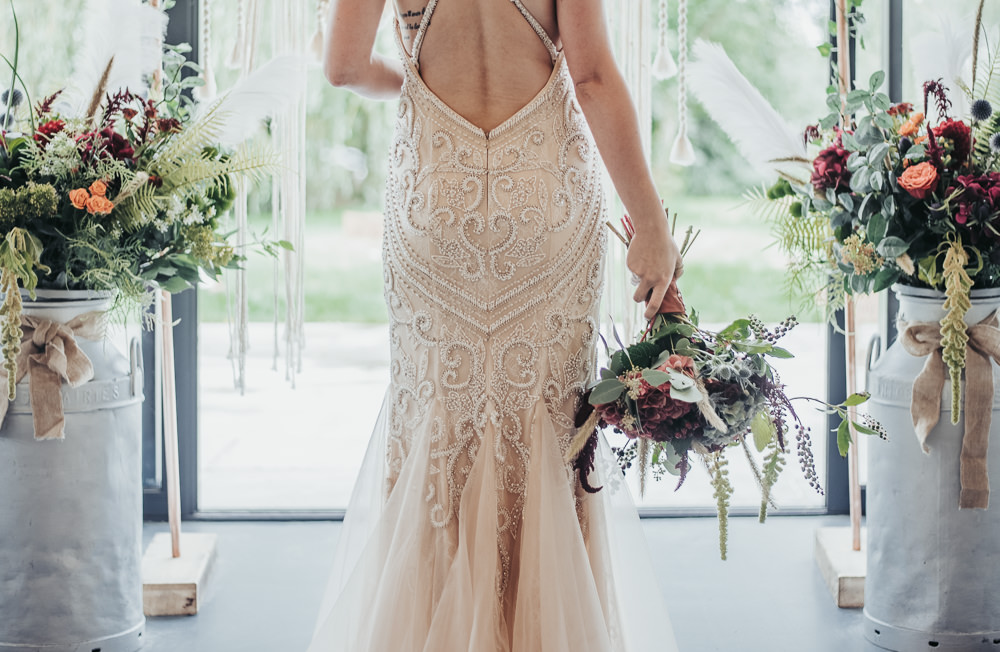 Dress Gown Bride Bridal Lace Straps Fit Flare Eco Friendly Wedding Inspiration Sarah Jayne Photography