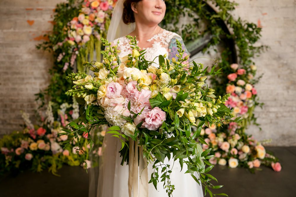 Bouquet Flowers Bride Bridal Pink Oversized Large Peony Peonies Rose Foliage Greenery Floral Minneapolis Wedding Jeannine Marie Photography