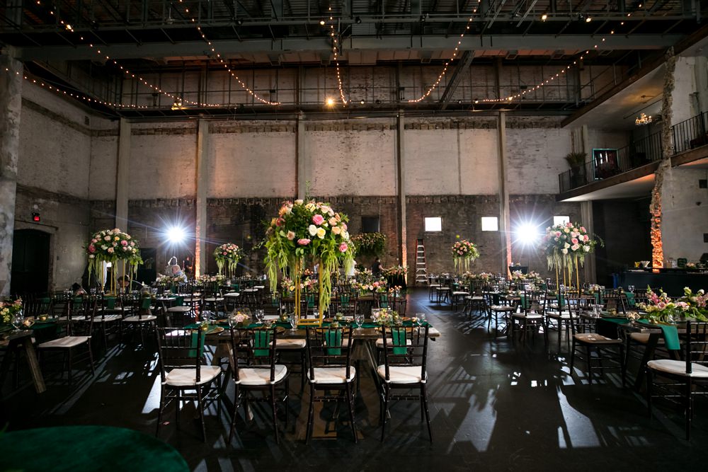 Warehouse Fairy Lights Long Tables Decor Floral Minneapolis Wedding Jeannine Marie Photography