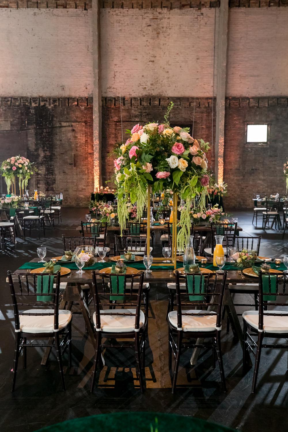 Tall Centrepiece Flowers Pink Oversized Large Peony Peonies Rose Foliage Greenery Floral Minneapolis Wedding Jeannine Marie Photography
