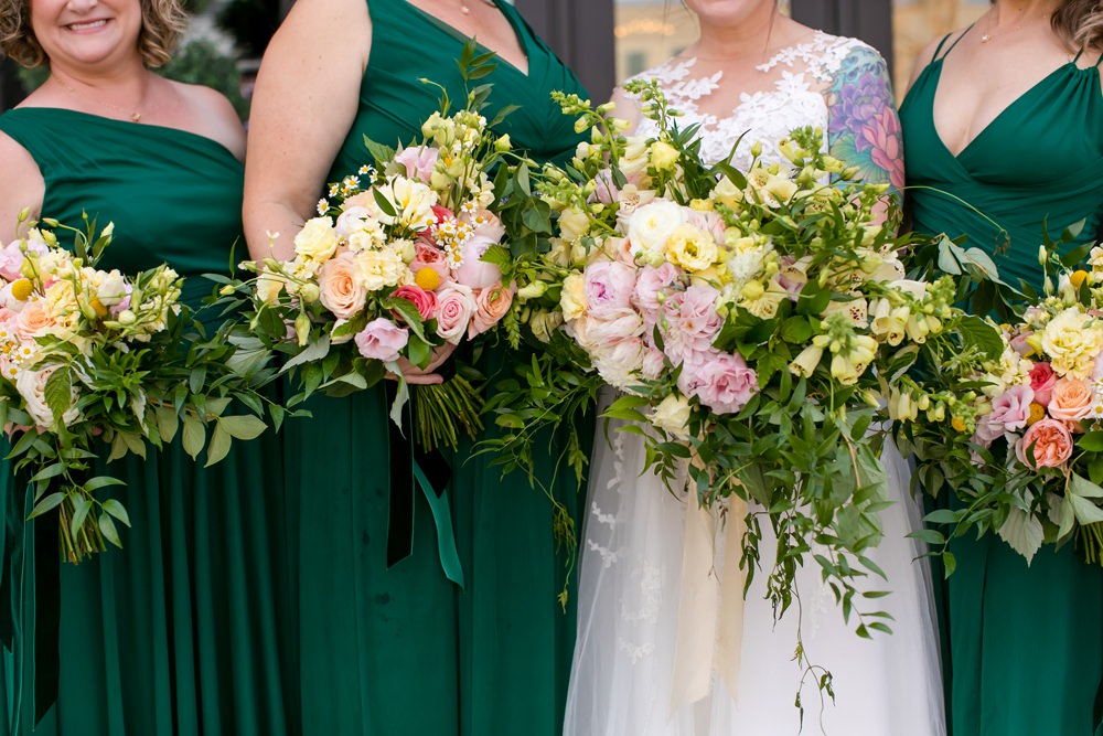 Bouquet Flowers Bride Bridal Pink Oversized Large Peony Peonies Rose Foliage Greenery Bridesmaid Floral Minneapolis Wedding Jeannine Marie Photography