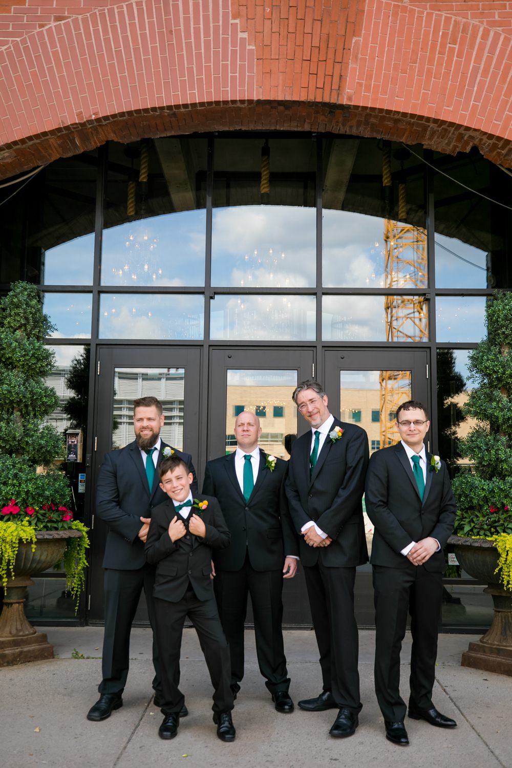 Groom Groomsmen Suits Green Ties Floral Minneapolis Wedding Jeannine Marie Photography