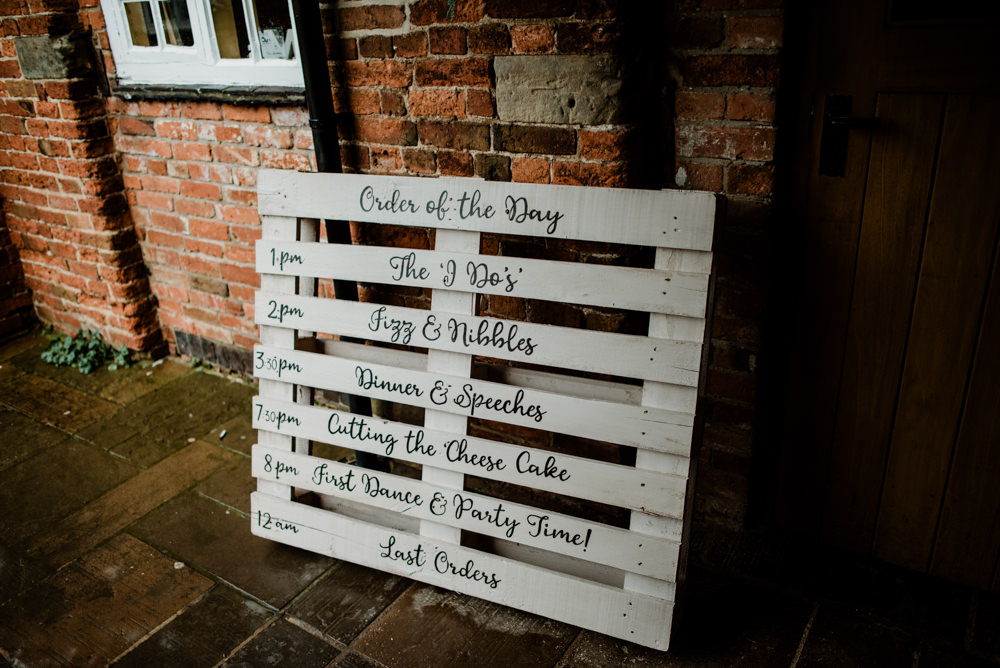 Wooden Pallet Sign Signs Signage Order of the Day Fun Barn Wedding Kazooieloki Photography