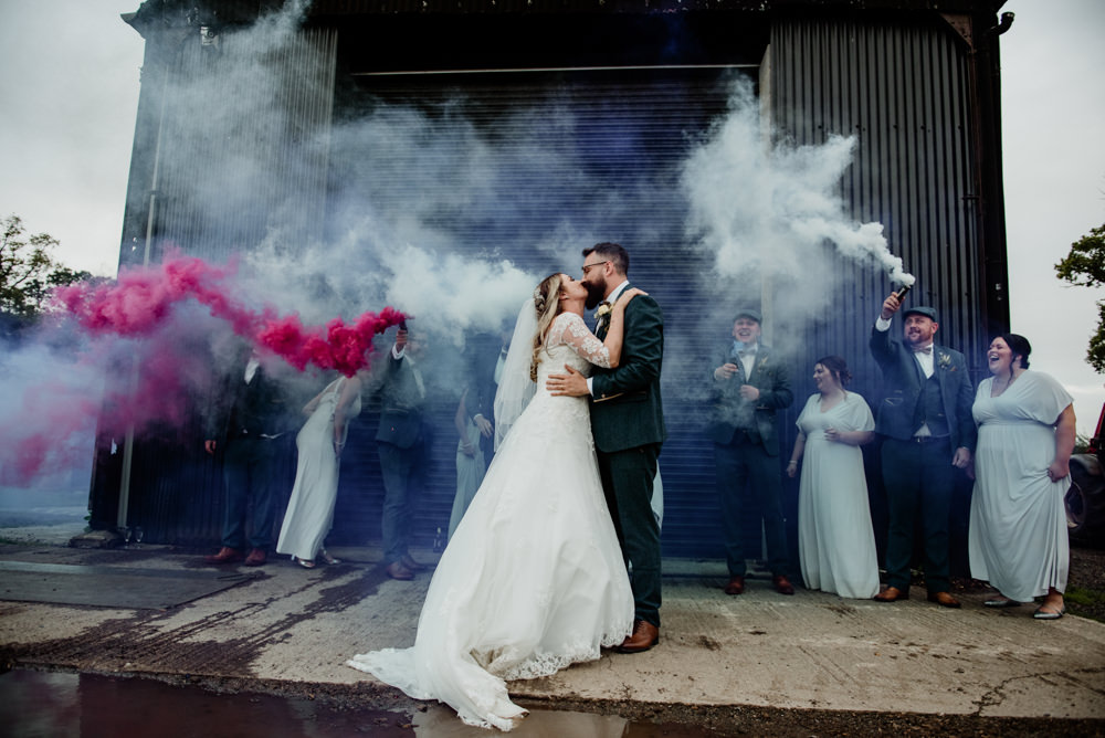 Fun Barn Wedding Kazooieloki Photography Smoke Bomb Photo Portrait Photographs