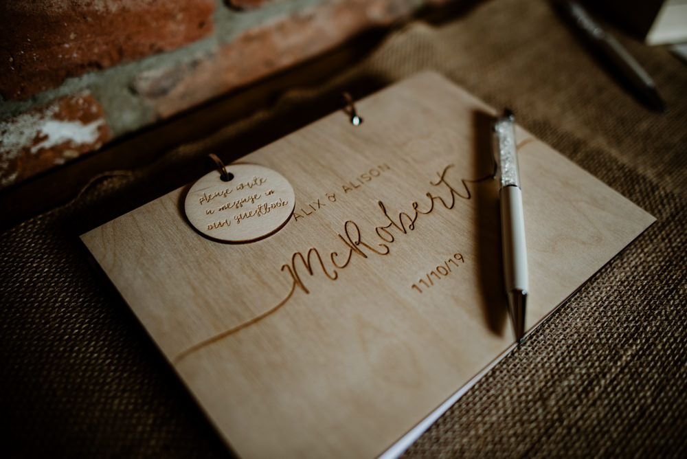 Wooden Guest Book Fun Barn Wedding Kazooieloki Photography