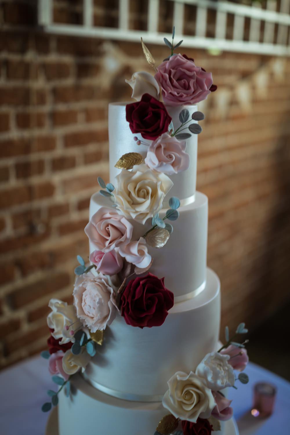 Tall Cake Flowers Floral Haughley Park Barn Wedding Him and Her Wedding Photography