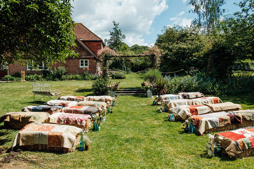 Outdoor Ceremony Hay Bales Hookhouse Farm Wedding Anna Pumer Photography