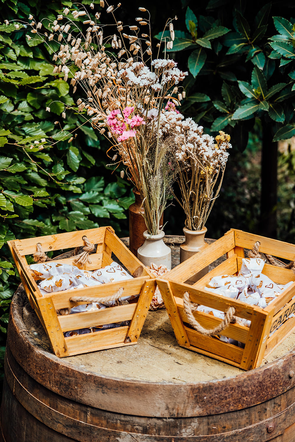 Confetti Cones Wooden Crates Hookhouse Farm Wedding Anna Pumer Photography