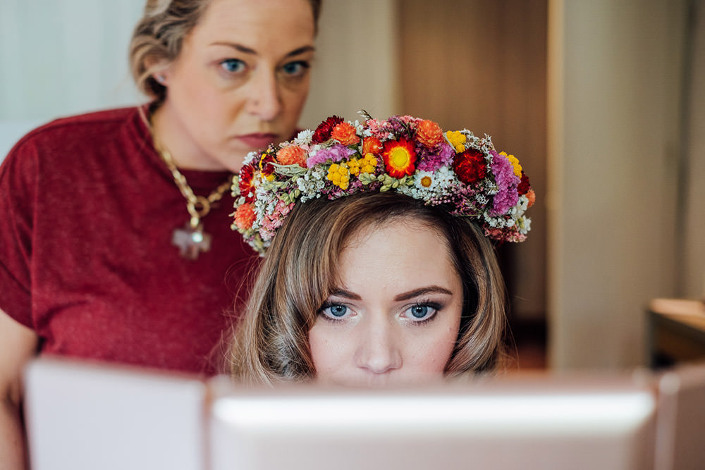 Flower Crown Bride Bridal Hookhouse Farm Wedding Anna Pumer Photography