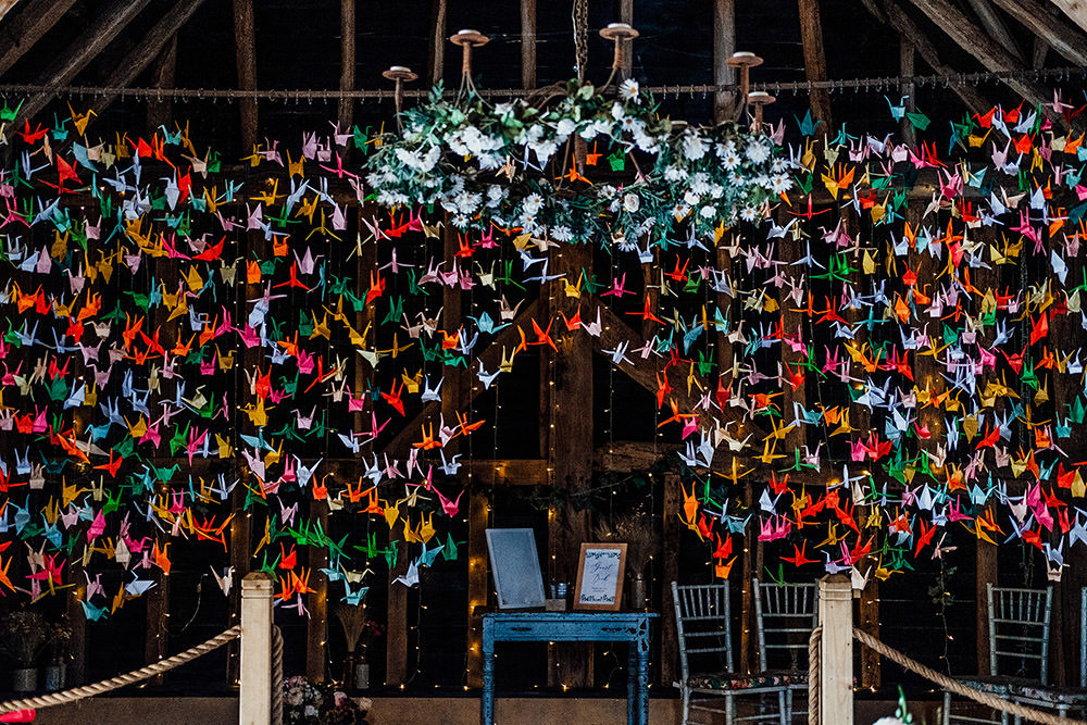 Origami Backdrop Papercranes Hookhouse Farm Wedding Anna Pumer Photography