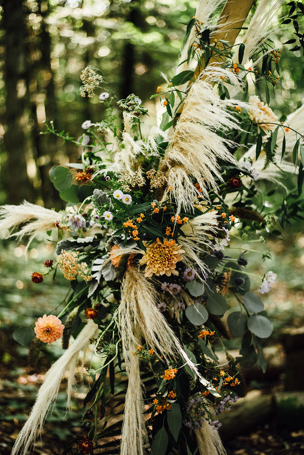 Flower Arch Flowers Pampas Grass Longton Wood Wedding Alex Tenters Photography