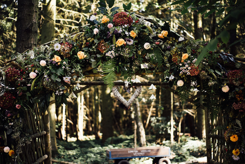 Flower Arch Entrance Backdrop Ceremony Aisle Flowers Longton Wood Wedding Alex Tenters Photography