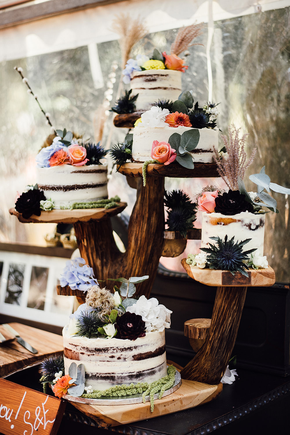 Semi Naked Cake Stand Longton Wood Wedding Alex Tenters Photography