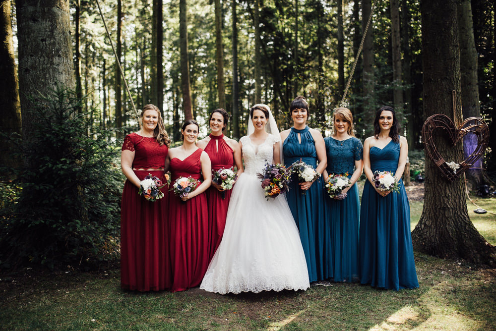 Bridesmaids Bridesmaid Dress Dresses Red Green Longton Wood Wedding Alex Tenters Photography