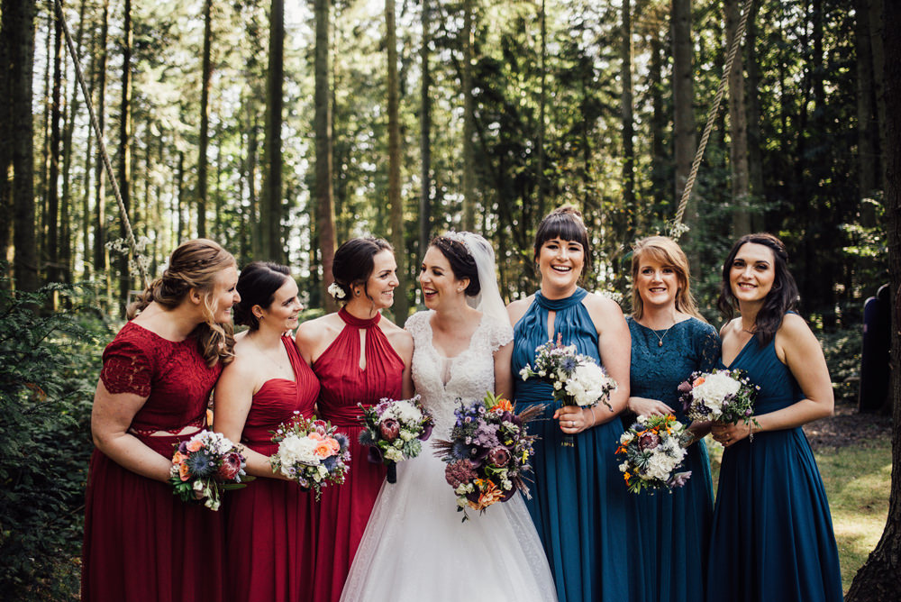 Bridesmaids Bridesmaid Dress Dresses Red Green Longton Wood Wedding Alex Tenters Photography