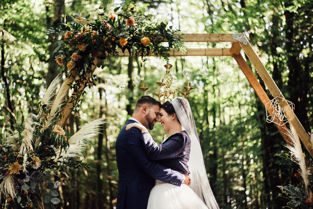 Flower Arch Hexagon Backdrop Ceremony Aisle Flowers Longton Wood Wedding Alex Tenters Photography