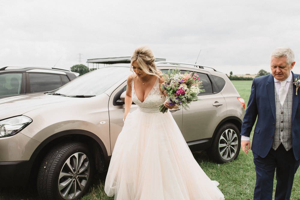 Dress Gown Bride Bridal Pale Pink Tulle Milling Barn Wedding Hertfordshire Emily Tyler Photography