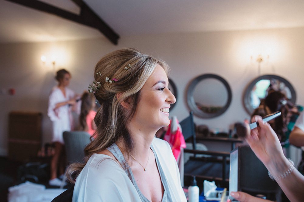 Bride Bridal Hair Make Up Milling Barn Wedding Hertfordshire Emily Tyler Photography