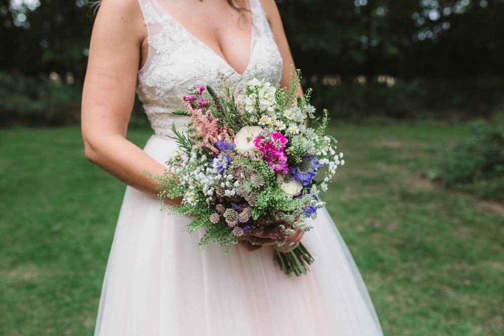 Bouquet Flowers Bride Bridal Wildflowers Natural Milling Barn Wedding Hertfordshire Emily Tyler Photography