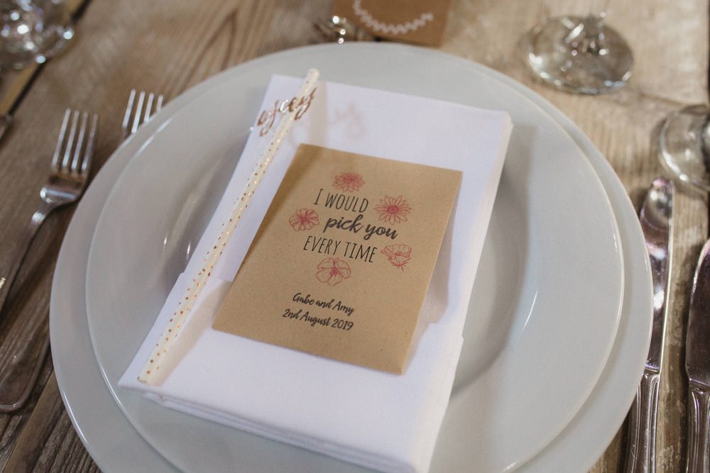 Seed Favours Place Setting Milling Barn Wedding Hertfordshire Emily Tyler Photography