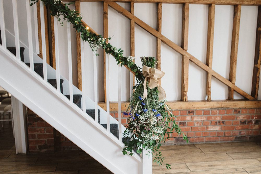 Greenery Foliage Staircase Milling Barn Wedding Hertfordshire Emily Tyler Photography