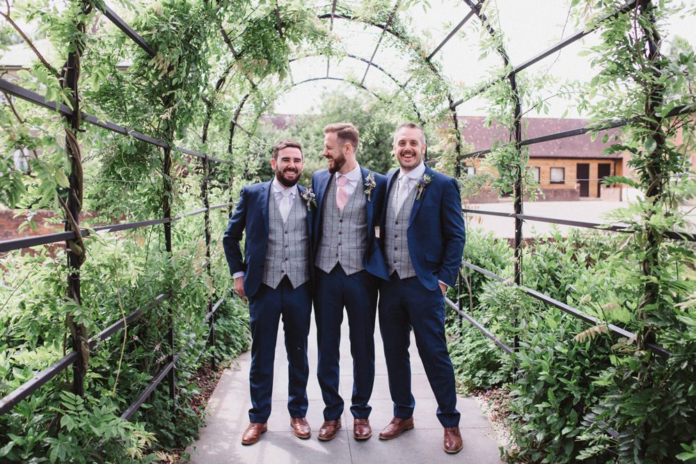 Groom Suit Navy Pink Tie Grey Waistcoat Groomsmen Milling Barn Wedding Hertfordshire Emily Tyler Photography