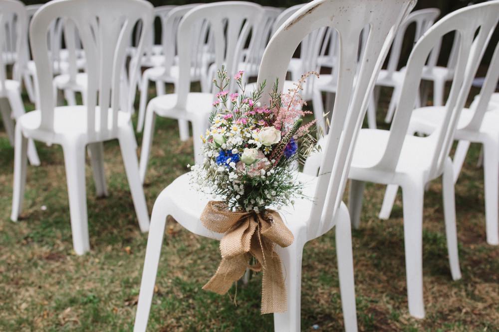 Chair Flowers Pew End Aisle Ceremony Milling Barn Wedding Hertfordshire Emily Tyler Photography