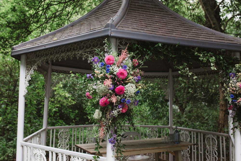 Outdoor Ceremony Gazebo Flowers Milling Barn Wedding Hertfordshire Emily Tyler Photography