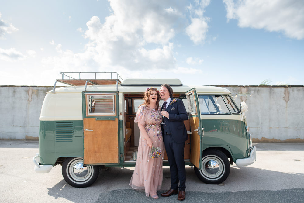 VW Campervan Transport Northern Monk Brewery Wedding Lisa Howard Photography
