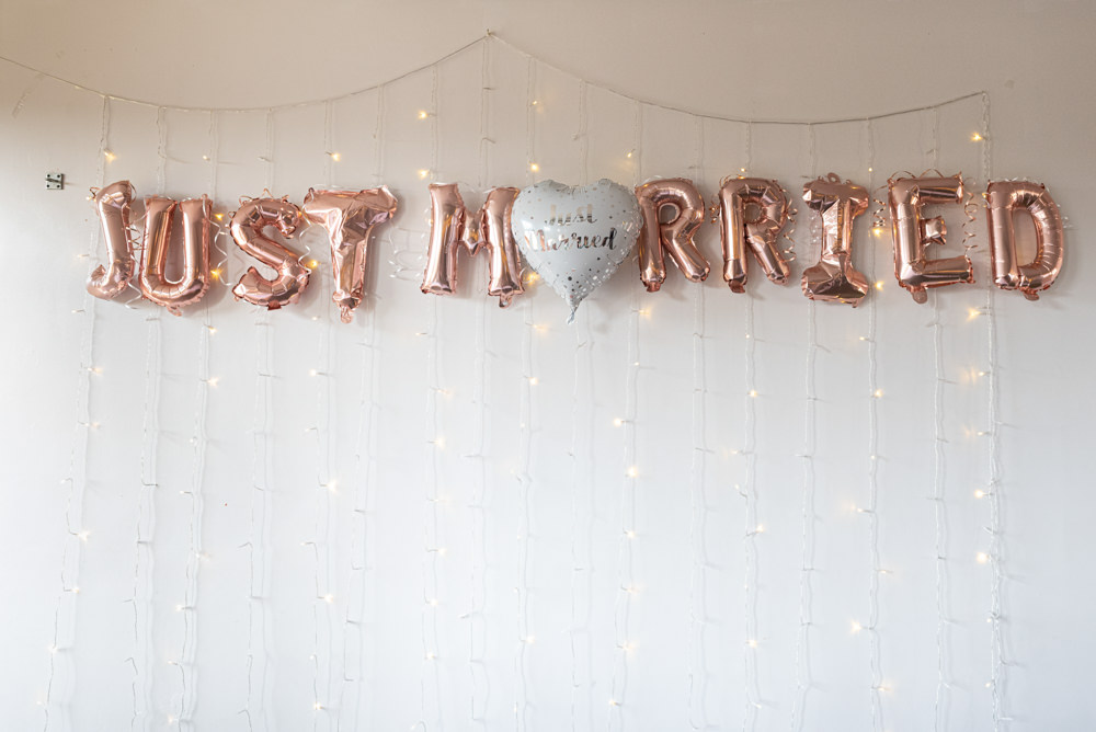 Just Married Balloons Top Table Decor Northern Monk Brewery Wedding Lisa Howard Photography
