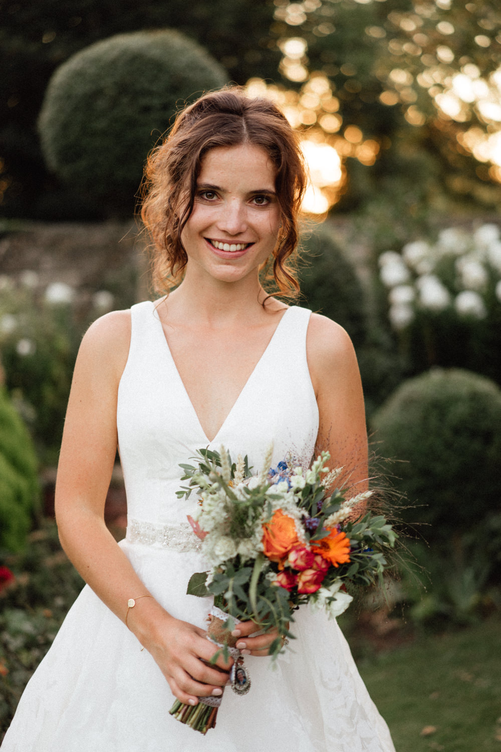 Dress Gown Bride Bridal Veil Suzanne Neville Tulle Priors Court Barn Wedding Emily & Steve Photography