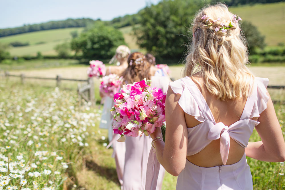 Bridesmaid Bride Bridal Hair Waves Curls Half Up Half Down Flowers Rustic Tipi Wedding Cotton Candy Weddings