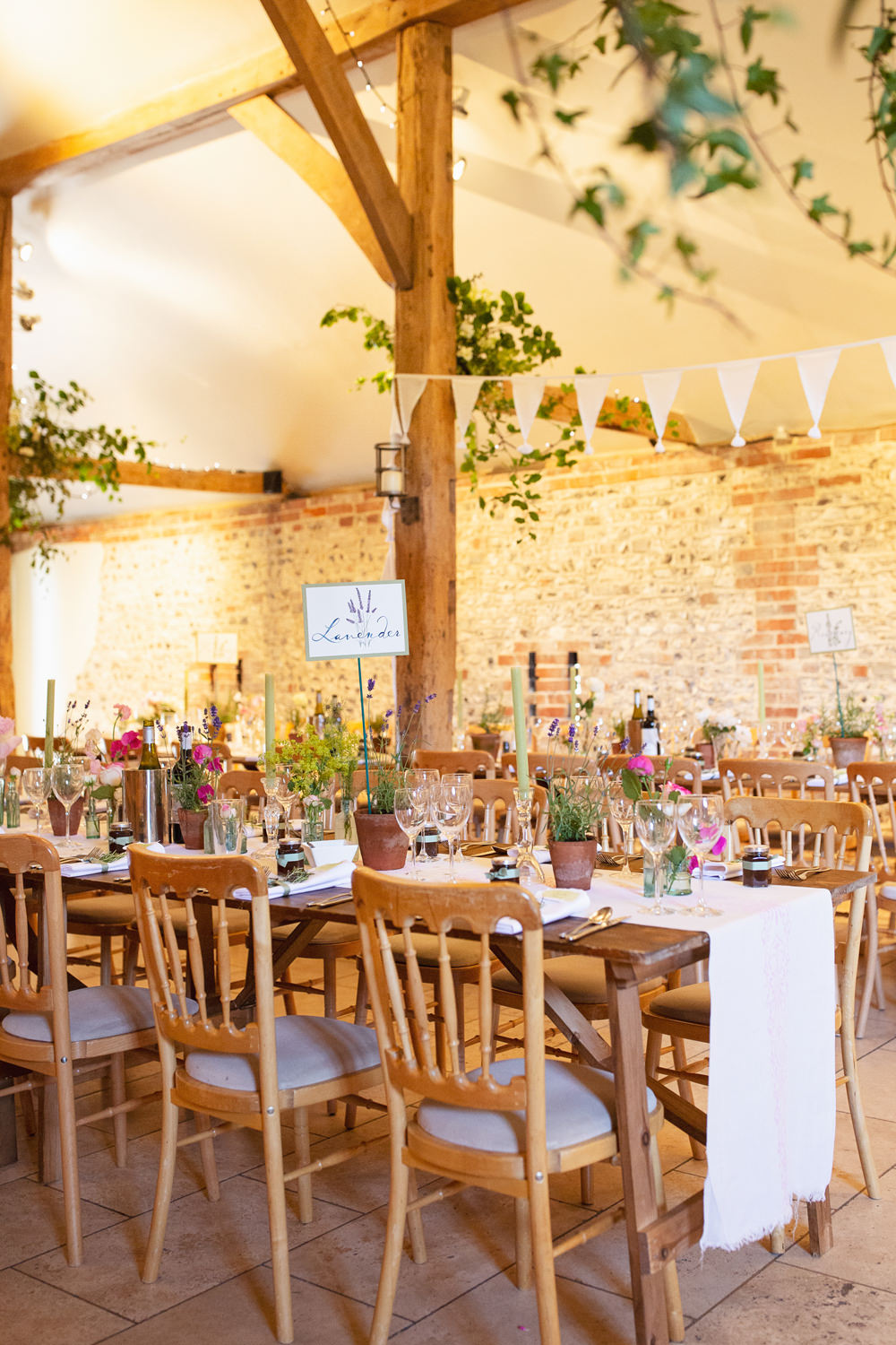 Barn Reception Greenery Foliage Bunting Long Tables Flowers Table Runners Rustic Tipi Wedding Cotton Candy Weddings