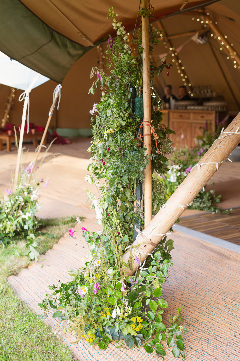 Greenery Foliage Poles Decor Rustic Tipi Wedding Cotton Candy Weddings
