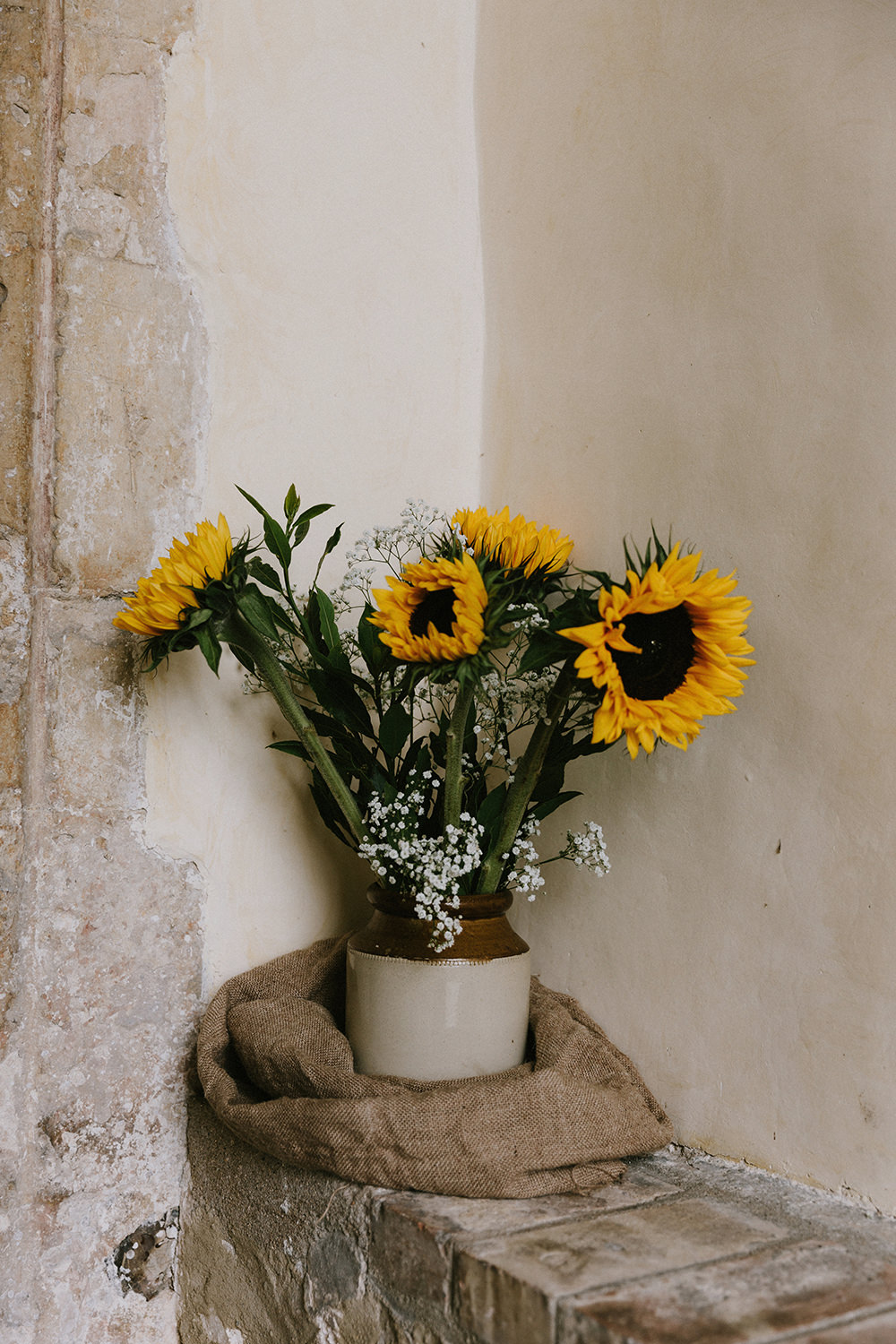 Church Flowers Sunflowers Wedding Chris Bradshaw Photography