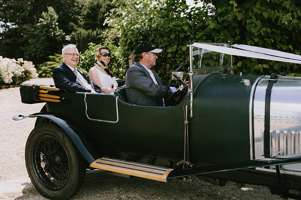 Classic Vintage Car Transport Sunflowers Wedding Chris Bradshaw Photography