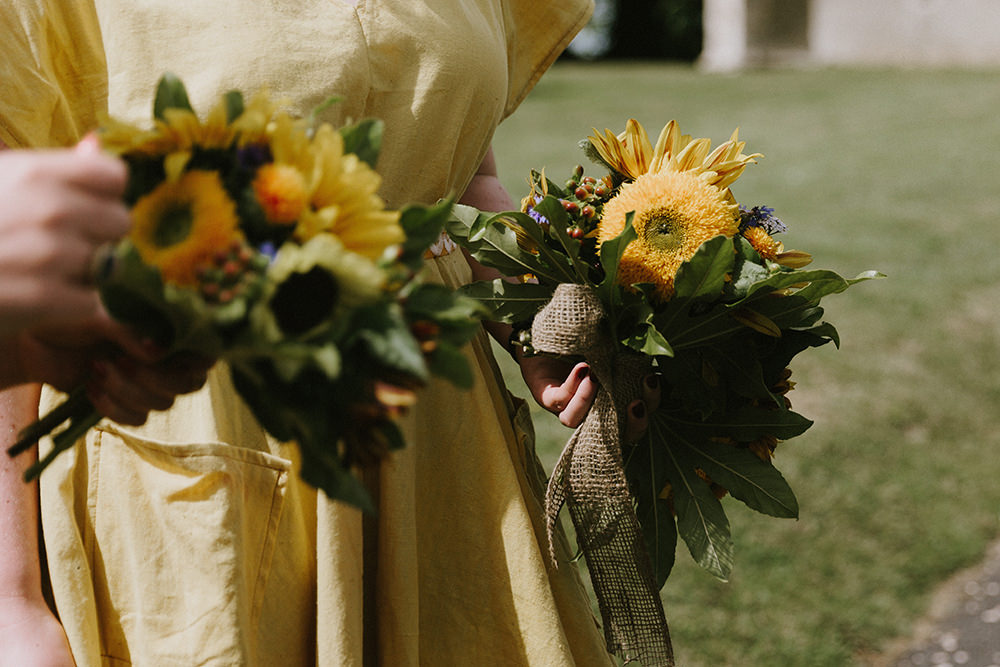 Bouquets Flowers Bridesmaid Yellow Sunflowers Wedding Chris Bradshaw Photography