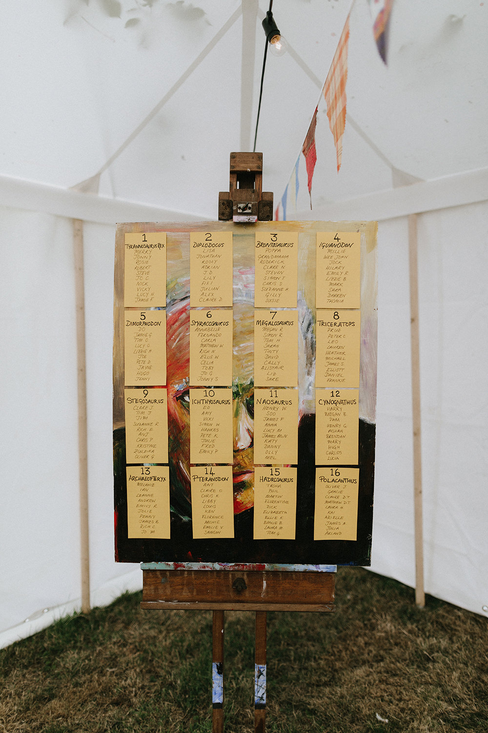 Table Plan Seating Chart Painting Sunflowers Wedding Chris Bradshaw Photography