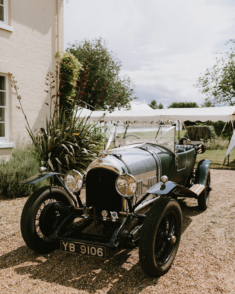 Classic Vintage Car Transport Sunflowers Wedding Chris Bradshaw Photography