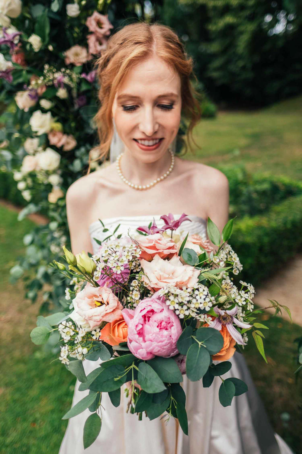 Bouquet Flowers Bride Bridal Euclyptus Peony Peonies Rose Tinakilly Country House Wedding Conor Brennan Photography