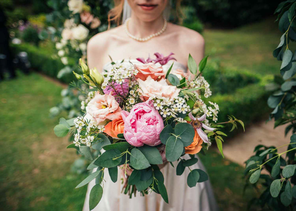 Bouquet Flowers Bride Bridal Euclyptus Peony Peonies Rose Tinakilly Country House Wedding Conor Brennan Photography