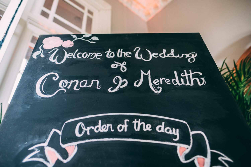 Chalk Black Board Sign Signs Signage Tinakilly Country House Wedding Conor Brennan Photography