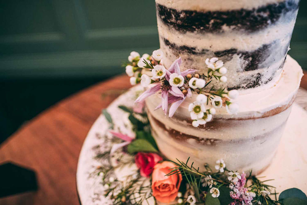 Semi Naked Cake Layer Sponge Flowers Tinakilly Country House Wedding Conor Brennan Photography